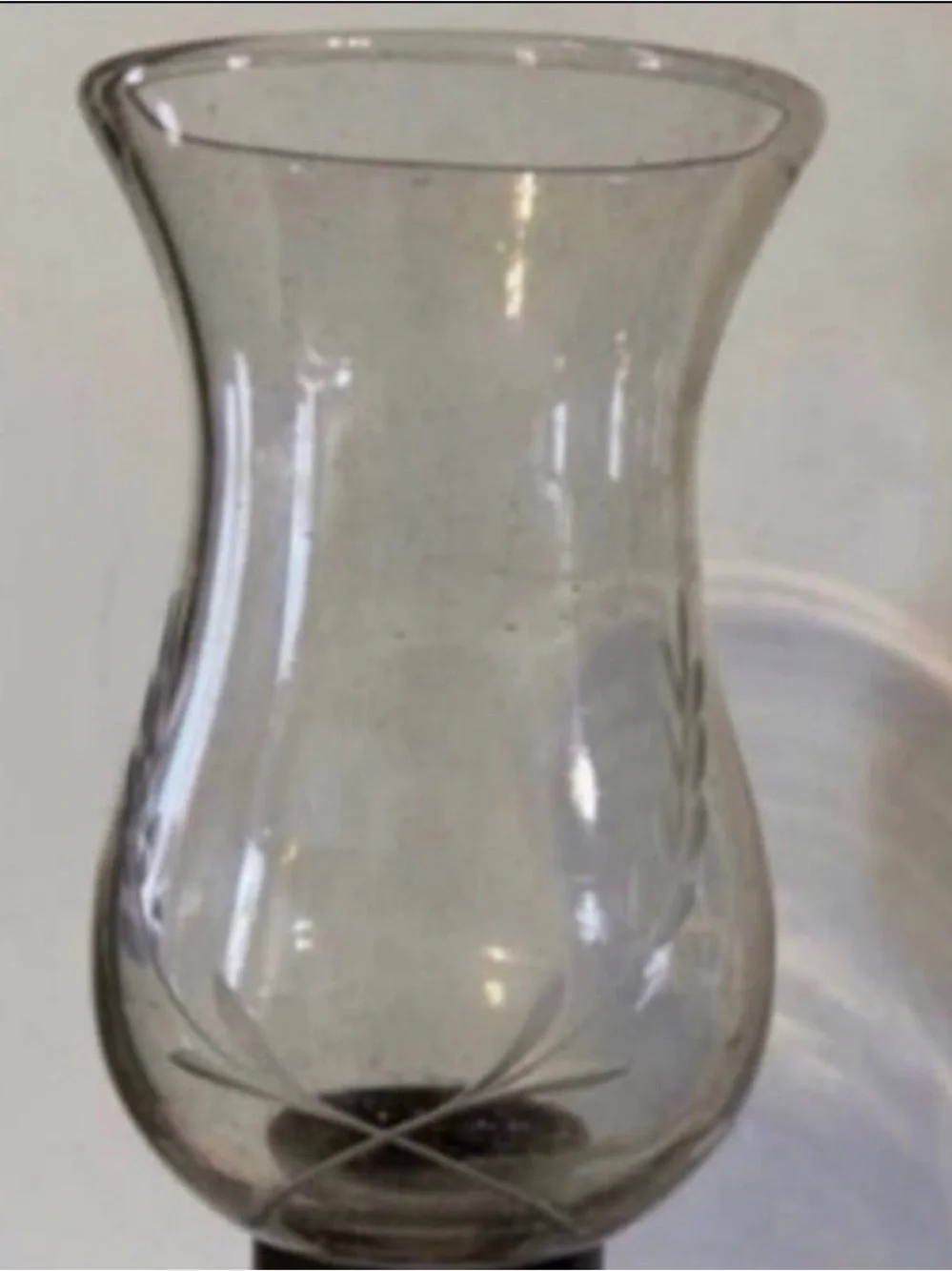Jan Barboglio etched glass hurricane candle holder